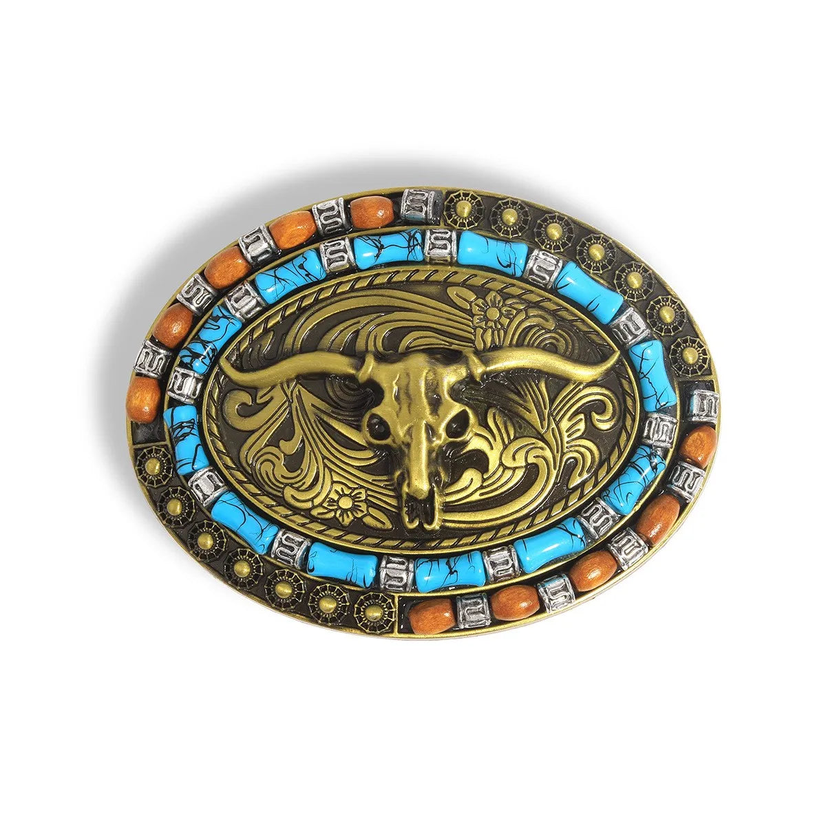 New Western Cowboy Smooth Buckle Personalized Creative Belt Buckle Head Relief Large Flower Bull Head Belt DIY Accessories