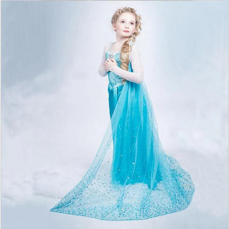 Costume Elsa pour filles 2025 Blanc Paillettes Fête Carnaval Vêtements Enfants Halloween Cosplay Robe Princesse Elsa Reine des Neiges