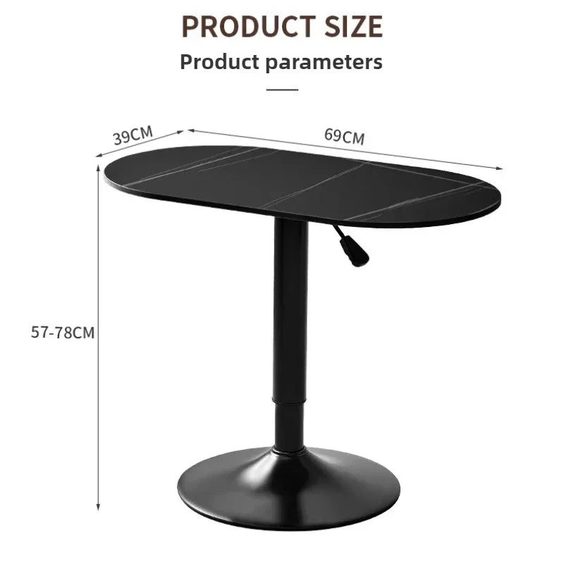 Nordic Wooden Lift Rotating Table, Bedside Table, Solid Rolling Computer Table, Carbon Steel Legs, Tea Table