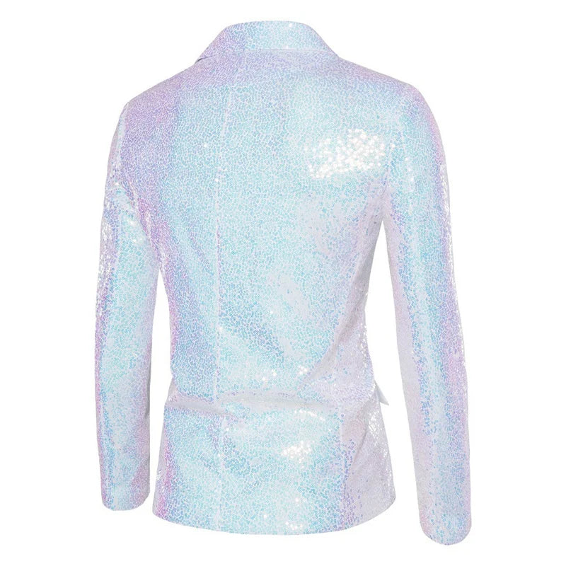 Fashion Men Luxurious Sequin Suit Jacket Green / Silver Men's Bar KTV Stage Dress Male Blazer Coat