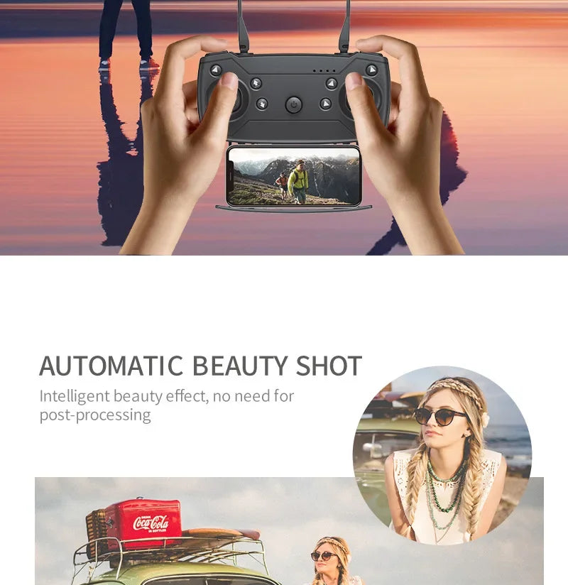 Drone FPV WiFi E88 Pro 2025 – Caméra simple/double 4K/1080P, HD grand angle, maintien d'altitude, jouet d'hélicoptère RC quadrirotor pliable