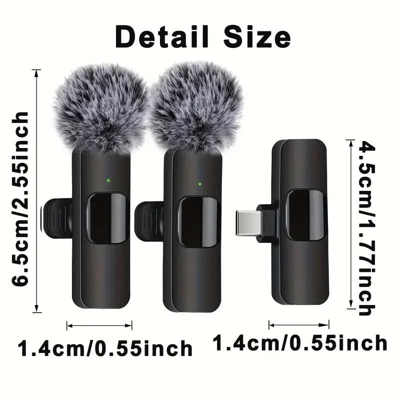 Wireless Lapel Microphone Suitable for Android and Iphone, Lapel Microphone Plug-And-Play Wireless Microphone with Noise Reduction, Mini Microphone for Video Recording, Interviews, Podcasts, Vlog, Youtube, Tiktok