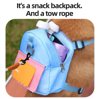 Sac à dos portable pour animaux de compagnie avec collier SFP, sacs à crottes, sacs de récompense, voyage en plein air, entraînement de chien, friandises pour chiots, poudres anale.
