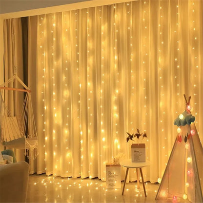 Rideaux lumineux LED alimentés par USB avec télécommande, décorations de noël pour la maison, mariage, anniversaire, chambre à coucher, lumières de fête