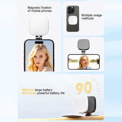 Magnetic Phone Selfie Light Mobile Phone Fill Light Pocket Light Folding LED Phone Fill Light for Video Recording Conference