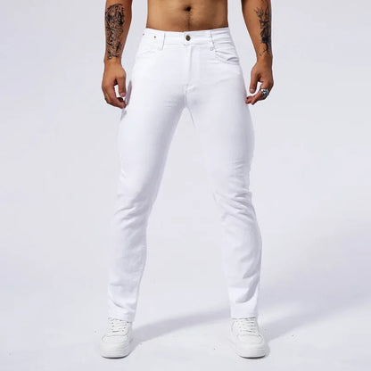 Jeans décontracté blanc pour hommes Nouveau pantalon en denim Confortable Mode extensible Coupe ajustée Droite Pantalon Homme Vêtements Streetwear