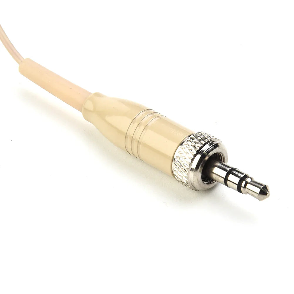 Casque beige à oreillette unique, microphone, fonctionnement mains libres, prise XLR 3,5 mm, 3 broches, 4 broches, avec bonnette de microphone