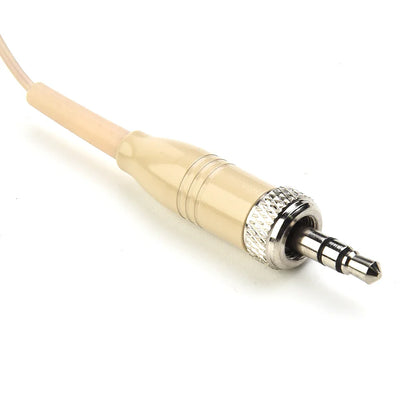 Casque beige à oreillette unique, microphone, fonctionnement mains libres, prise XLR 3,5 mm, 3 broches, 4 broches, avec bonnette de microphone
