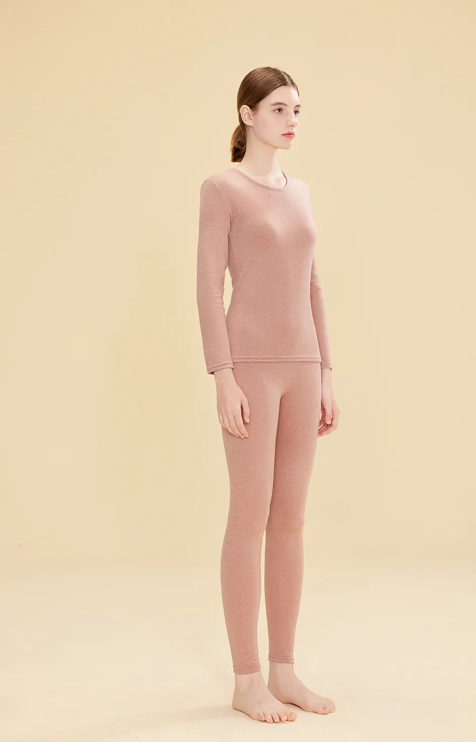 1 ensemble de sous-vêtements thermiques chauds en laine et soie pour femmes, ensembles de vêtements thermiques longs pour l'automne et l'hiver