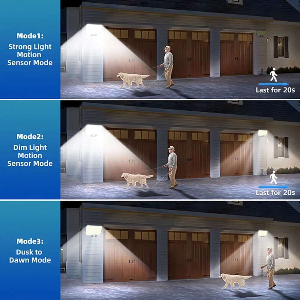 Lampes solaires 234LED lumières de sécurité solaires capteur de mouvement de jardin extérieur 3 Modes étanche Split solaire lumières murales d'inondation Garage