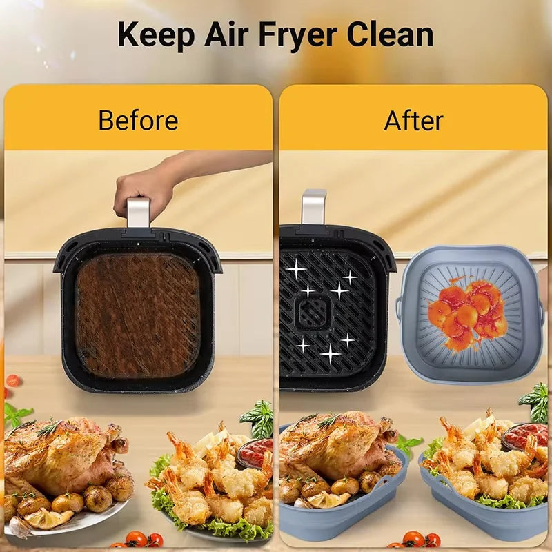 Air Fryer Accessories for COSORI 5,5L 6,4L，Cecotec 5,5L 6L，Ninja 180 Square Reusable 20-23cm XXL Air Fryer Mold