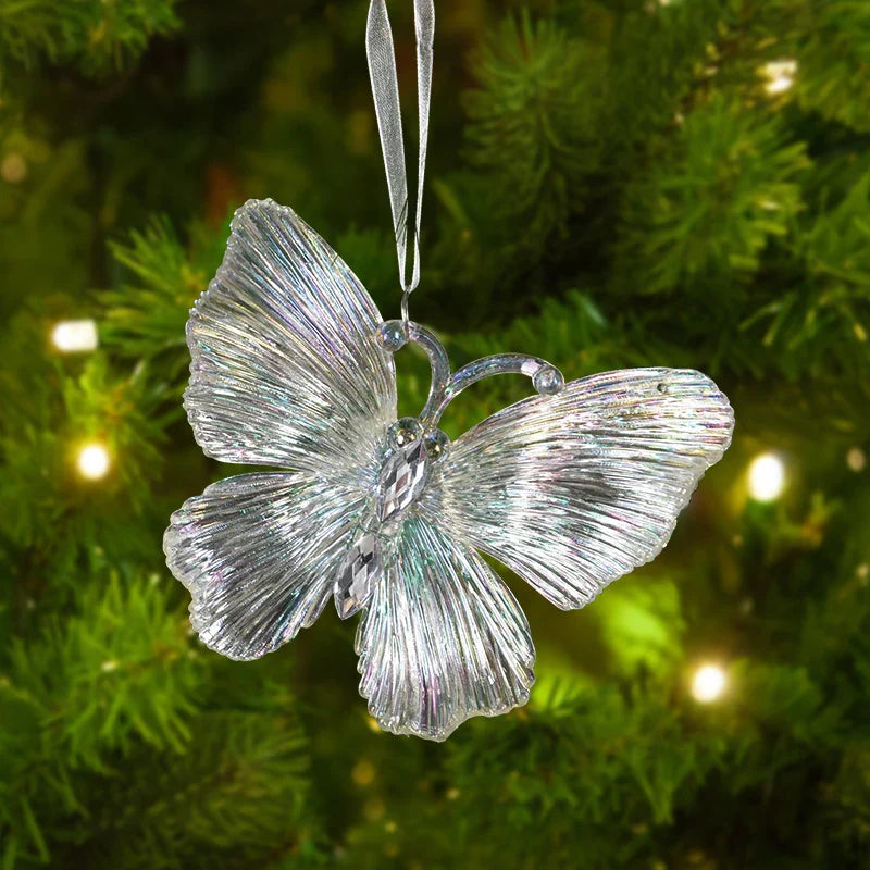 Arbre de noël Transparent flocon de neige suspendus ornements pendentif acrylique 2025 décoration de noël pour la maison cadeaux Navidad nouvel an 2026