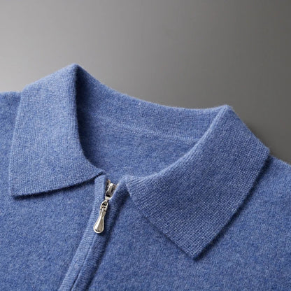 Autumn and Winter New Cashmere Sweater Men's 100% Merino Wool Pullover Casual Loose POLO Knitted Bottom Shirt Jacket Shirt