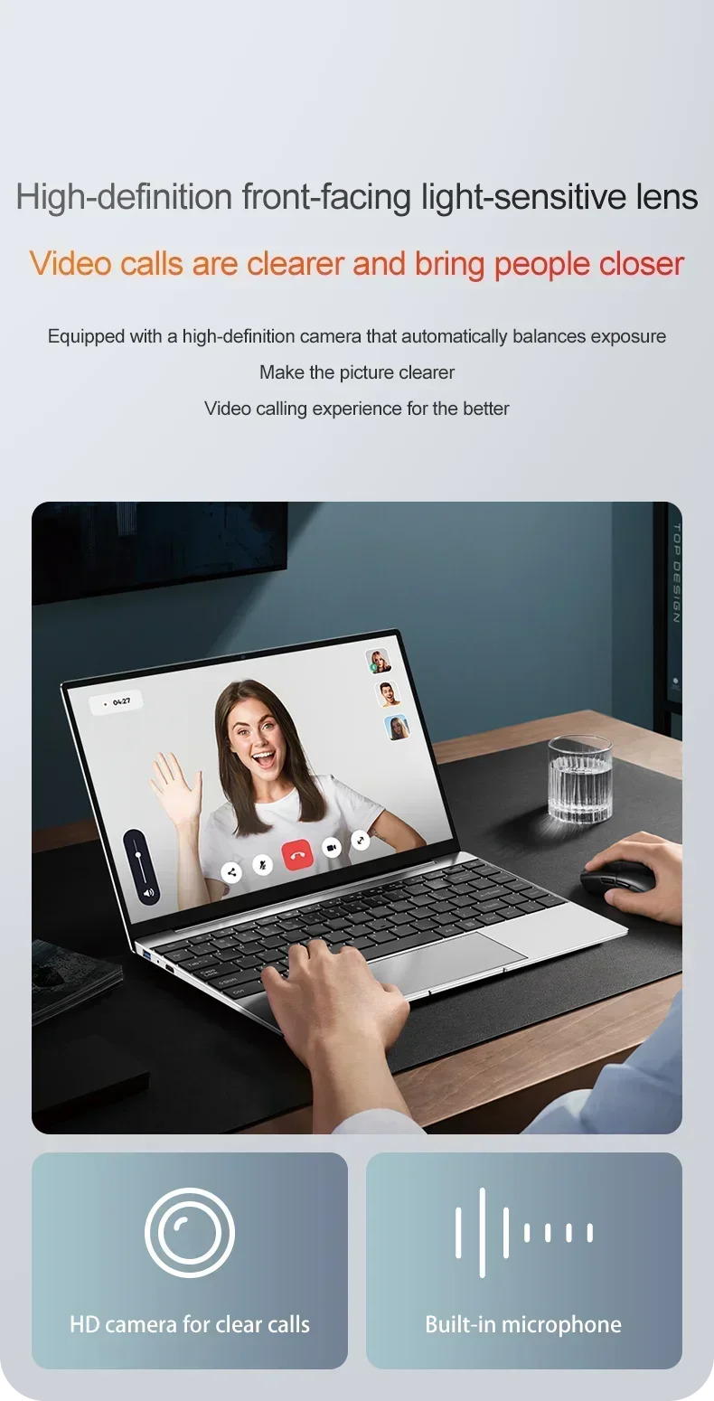 14.1"Ultra Slim Laptop  Intel N3700 16GB RAM 2TB SSD Notebook Gamer 1920*1080 Display Office Study Computer PC Windows 11 Pro