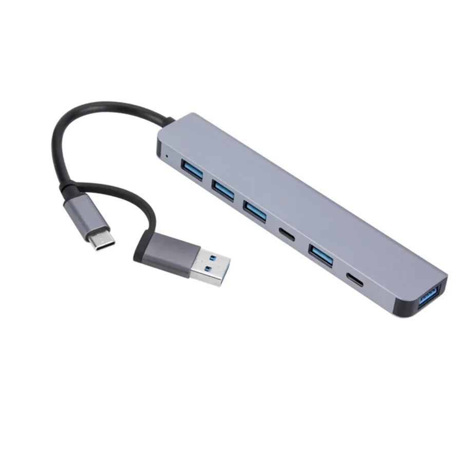 8 in 2 Docking Station USB Type C HUB with 3.5mm Audio Jack Adapter Micro SD Card Reader Laptop Tablet Phone Disk Converter