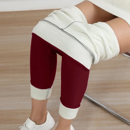Leggings chauds en polaire pour femmes, collants épais en velours, taille haute, élastiques, Slim, couleur unie, pour prévenir le froid, automne et hiver