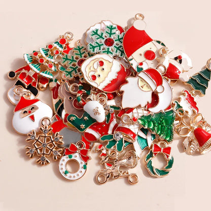 Leslie-Breloques de Noël en émail, arbre flocon de neige, chaussette, cerf, bonhomme de neige, bijoux de bricolage, cadeaux de Noël et du Nouvel An, 10 pièces