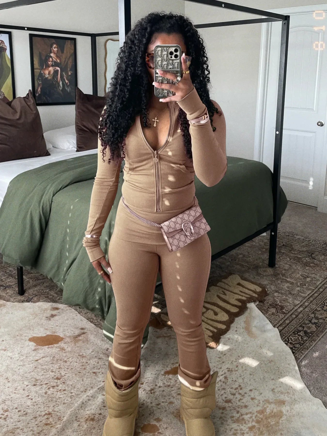 Ensembles 2 pièces FAGADOER automne hiver pour femmes Tenue décontractée Hauts courts à fermeture éclair et poche + Pantalons leggings taille haute Survêtements de jogging Streetwear