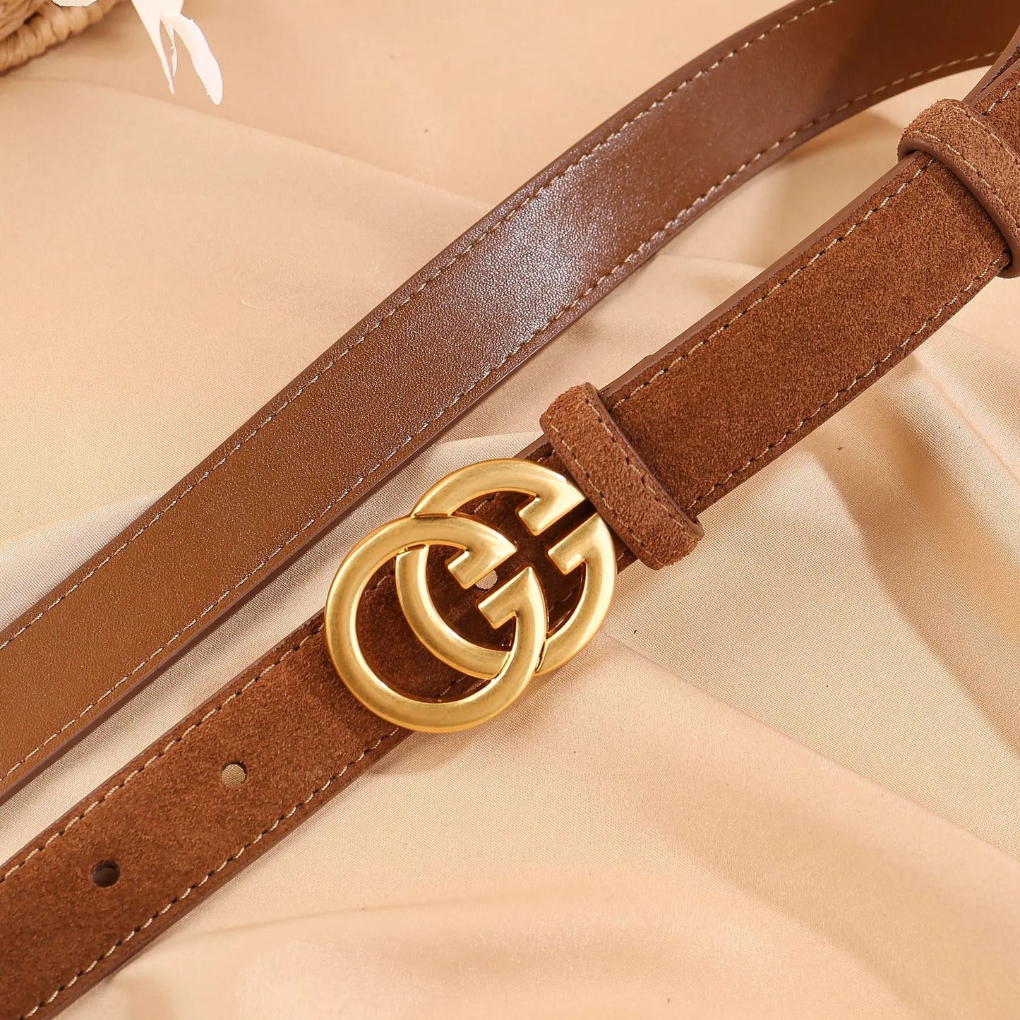 Ceinture en cuir de vache véritable noir pour femmes, boucle Double G, ceinture Slim réglable pour robes en jean et vêtements de bureau