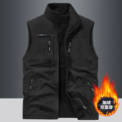 Gilet Homme Automne Polaire Extérieur 4XL Utilité Tactique Multi-poches Techwear Randonnée Pêche Photographie Safari Cargo
