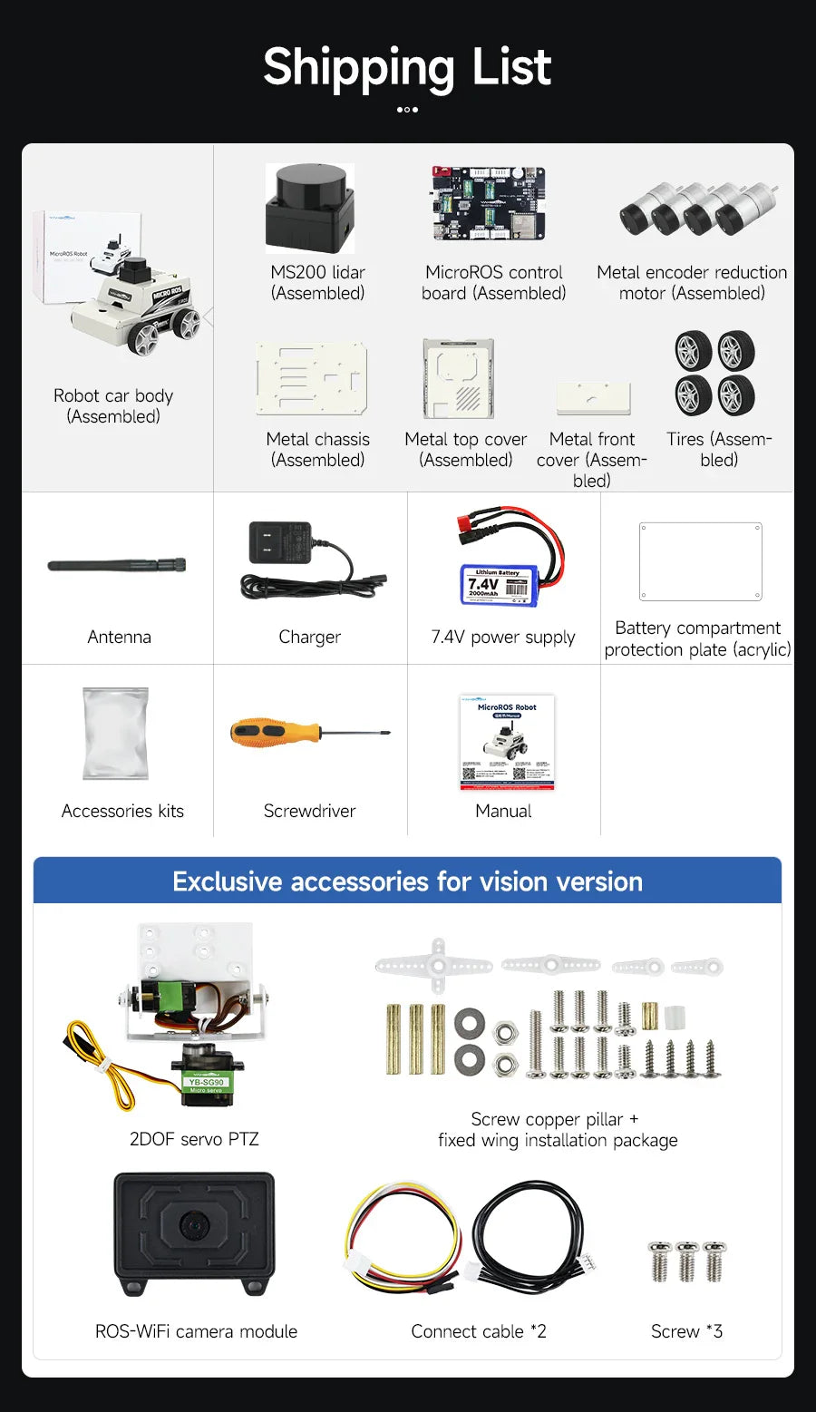 Micro ROS dos Robot Voiture ROS2-Humble PC Machine Virtuelle Système AI Lidar SLAM Cartographie Navigation DIY Kit Électronique