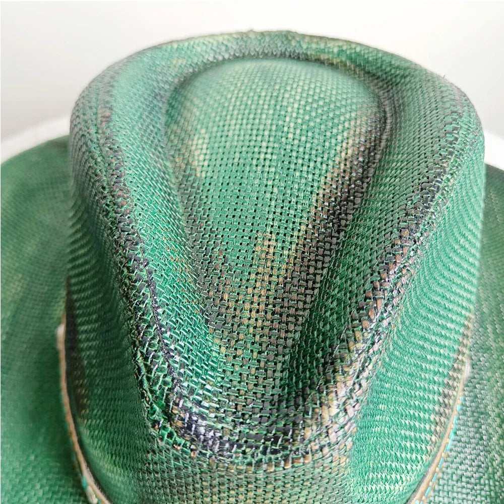 Cowboy hat summer straw hat unisex cowboy hat jazz cowboy straw hat wide brim hat spray paint custom hat party cowboy hat