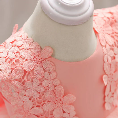 Robe de baptême pour bébé fille, en dentelle blanche, motif de fleurs, en Tulle, pour fête d'anniversaire, robe de mariage pour nouveau-né, 1 an