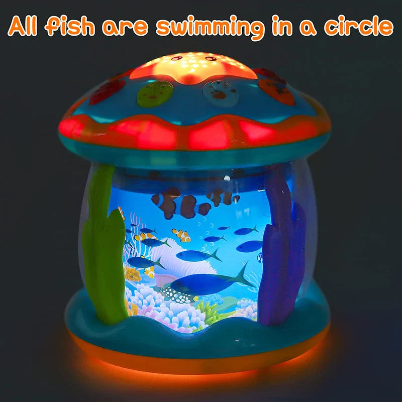 Jouets pour bébés de 1 à 3 ans, Projecteur rotatif Lumière Océan Bébé, Jouets musicaux Montessori Éducatifs sensoriels précoces pour cadeaux de tout-petits