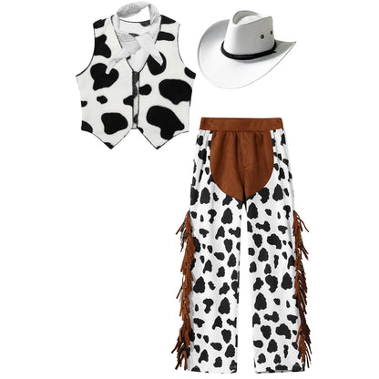 Costume de Cowboy Occidental pour Enfant, Déguisement de Cowgirl, Jeu, Interface West, ixd'Halloween, Cosplay, Ensembles de 4 Pièces, Performance sur Scène Trempée