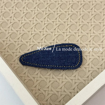Rétro simple denim bleu haut de gamme nouvelle épingle à cheveux cheveux cassés épingle à cheveux frange BB clip tempérament polyvalent clip latéral