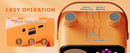 Mini Karaoke Machine for Kids, Portable Bluetooth Karaoke Speaker Unpowered Cabinets with 2 Wireless Microphones for Party