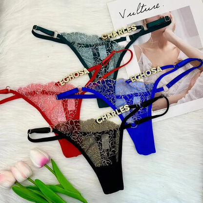 String personnalisé pour femmes, culotte en dentelle découpée, string personnalisé, lettres en strass, sous-vêtements, cadeau de saint valentin, nouvelle collection