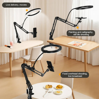 LED Phone live streaming Fill Light with Flexible Robotic Arm Phone Holder Fixed Shooting Recording Live Streaming Selfie Stick