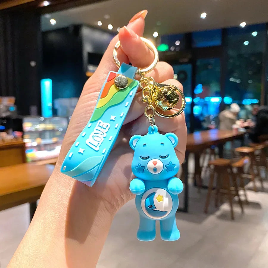 Grumpy Bear Keychain Kawaii Cares Bears Anime Cute Girls Creative Bag Doll Pendant Car Keychains Cartoon Fashion Toy Women Gift