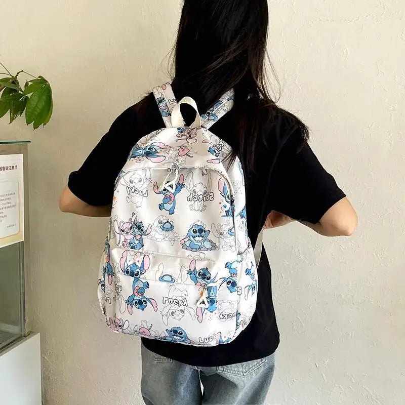 Cartoon Stitch Print Backpack Spacious Lightweight Travel Bag Waterproof School Backpack for College Students Teens Boys Girls