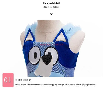 Robe d'été à bretelles pour fille, motif animé Bluey, mignonne, pour fête d'anniversaire, soirée, princesse, cadeau surprise