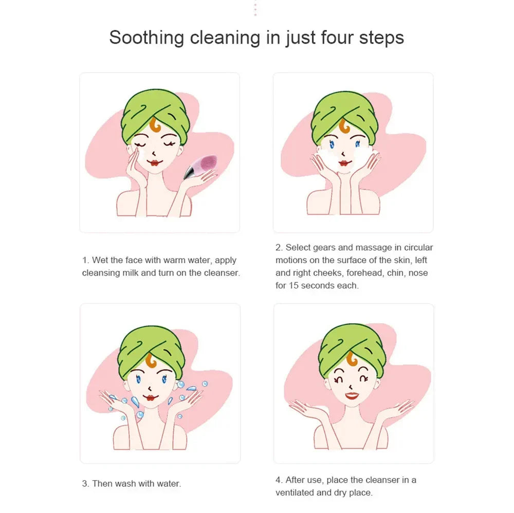 Mini Electric Face Washer Cleanser Silicone Facial Cleanser Waterproof Rechargeable Ultrasonic Pore Facial Cleaner