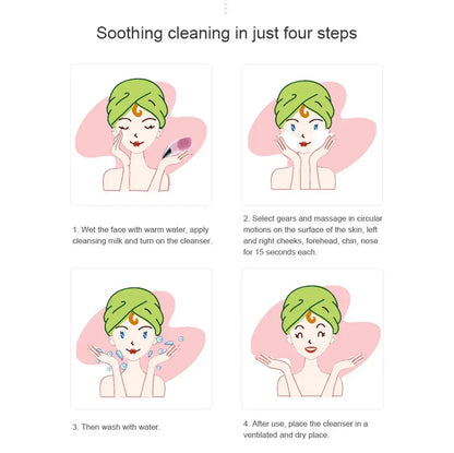 Mini Electric Face Washer Cleanser Silicone Facial Cleanser Waterproof Rechargeable Ultrasonic Pore Facial Cleaner