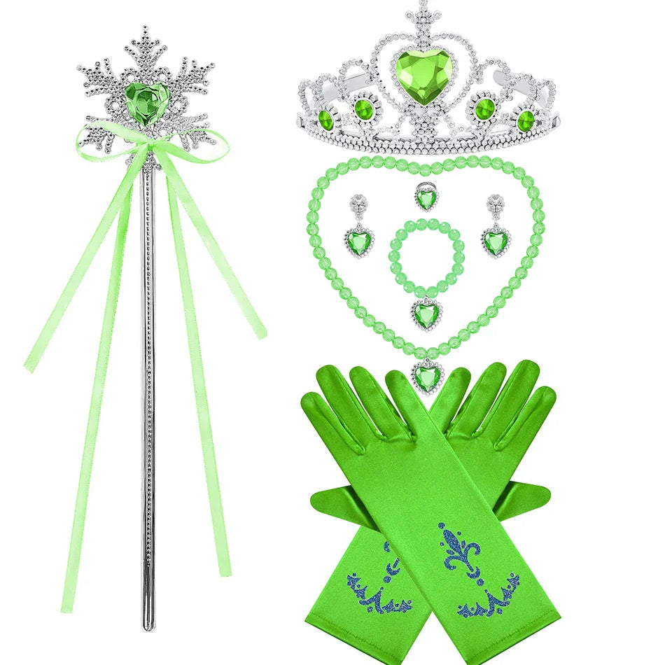 Robe de princesse de cosplay Anna pour filles, costume en maille à manches lanternes, pour fête d'anniversaire, carnaval, Halloween, robe de bal pour enfants