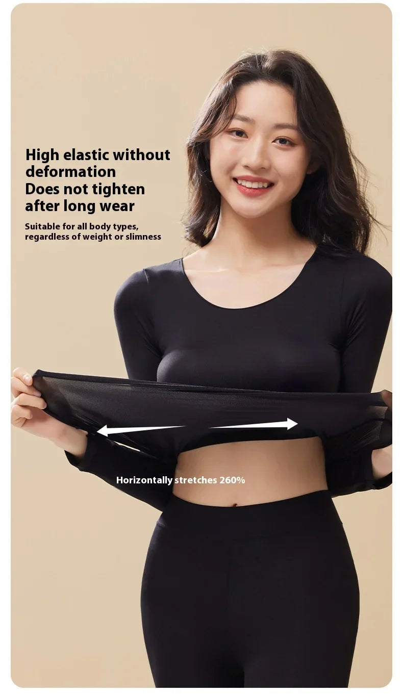 Seamless women's thermal underwear set women's first layer thermal top long johns 2-piece suit winter thermo clothing ladies slim