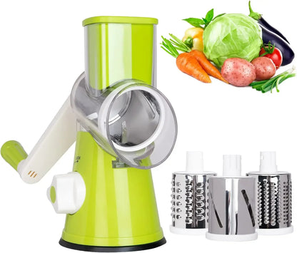 3in1 Vegetable Slicer Multifunctional Rotary Handheld Grater with 3 Sharp Rollers Vegetable Slicer Cheese Shredder Kitchen Tools