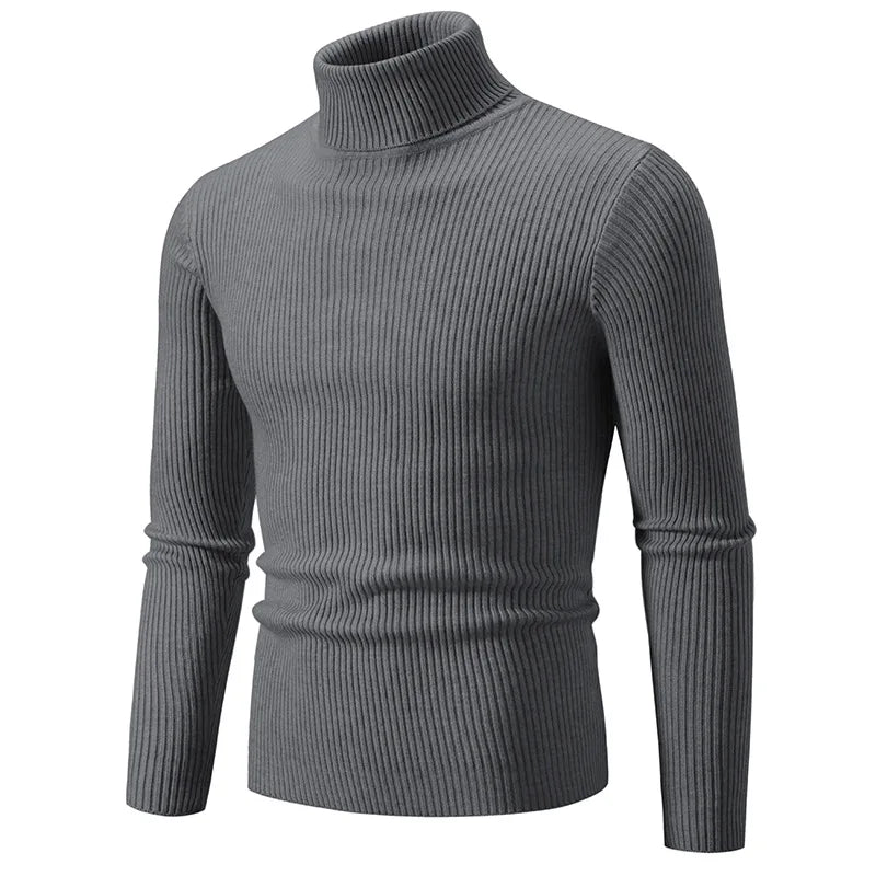 Hommes Pulls Gilets Cols Roulés Tricotés Manches Longues Couleur Unie Décontracté Coupe Slim Épais Épissure Automne Hiver