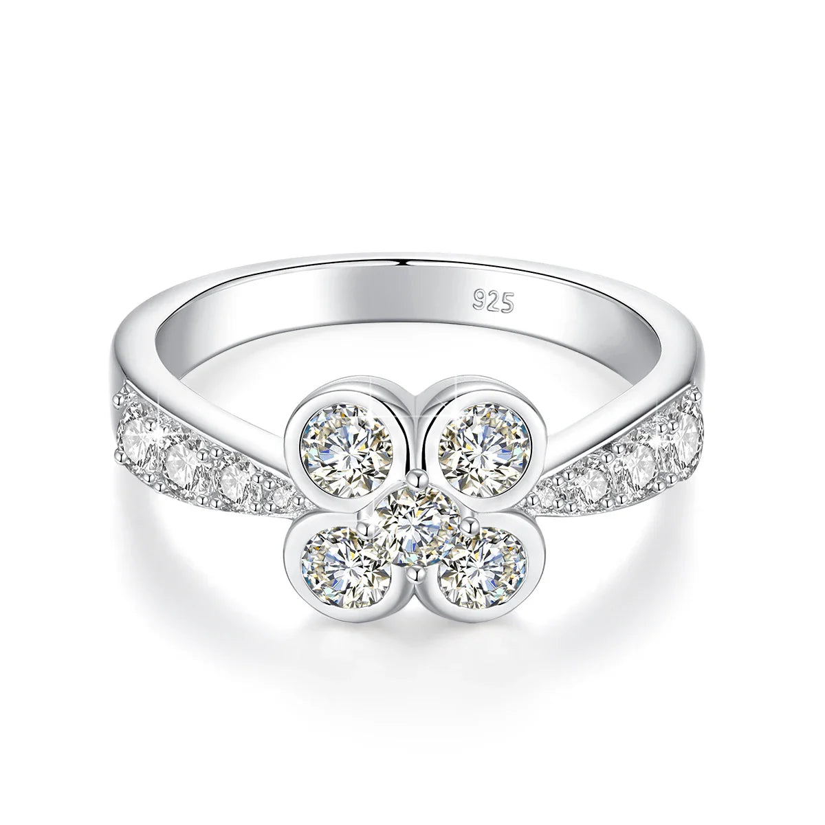 0.9CT Moissanite Ring for Women D VVS1 Round Diamond Double Halo Ring Engagement Christmas 925 Sterling Silver Wedding
