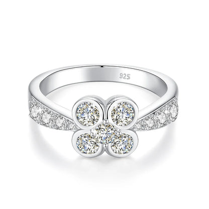 0.9CT Moissanite Ring for Women D VVS1 Round Diamond Double Halo Ring Engagement Christmas 925 Sterling Silver Wedding
