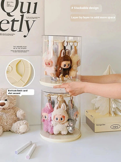 Labubu Pendant Display Box Rotating Transparent Labubu Doll  Storage Blind Box Storage Display Dustproof And Moisture-Proof
