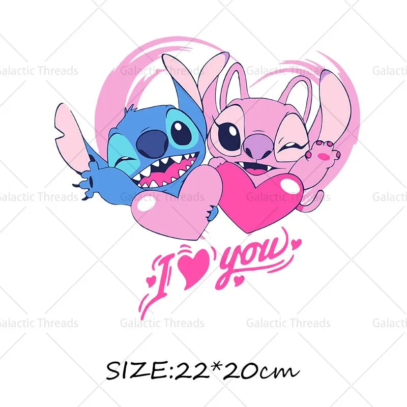 Stitch Lilo Iron on Decals Heat Press Patches Thermal Transfer Stickers for Clothes DIY Ironing Prints
