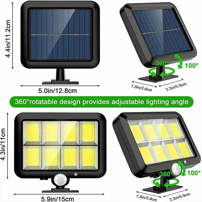 Applique solaire à capteur fendu 1/2/3 pièces 3 modes étanche à détection de mouvement pour jardin lampadaires lampe solaire 160/120/100COB