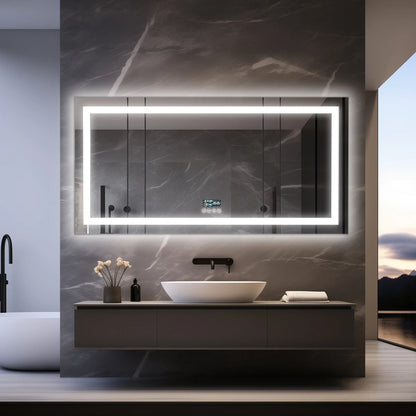 Fissuraminants pour miroir de maquillage LED, miroir de courtoisie avec lumières, miroir de maquillage à intensité variable, affichage numérique Bluetooth intelligent, mémoire de 3 couleurs