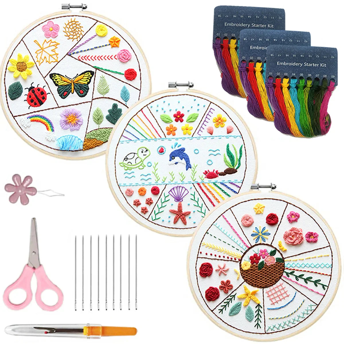 DIY Embroidery Stitchou Practice Kit Handmade Embroidery Starter for Beginner Hand Stitchou Embroidery Skill Techniques