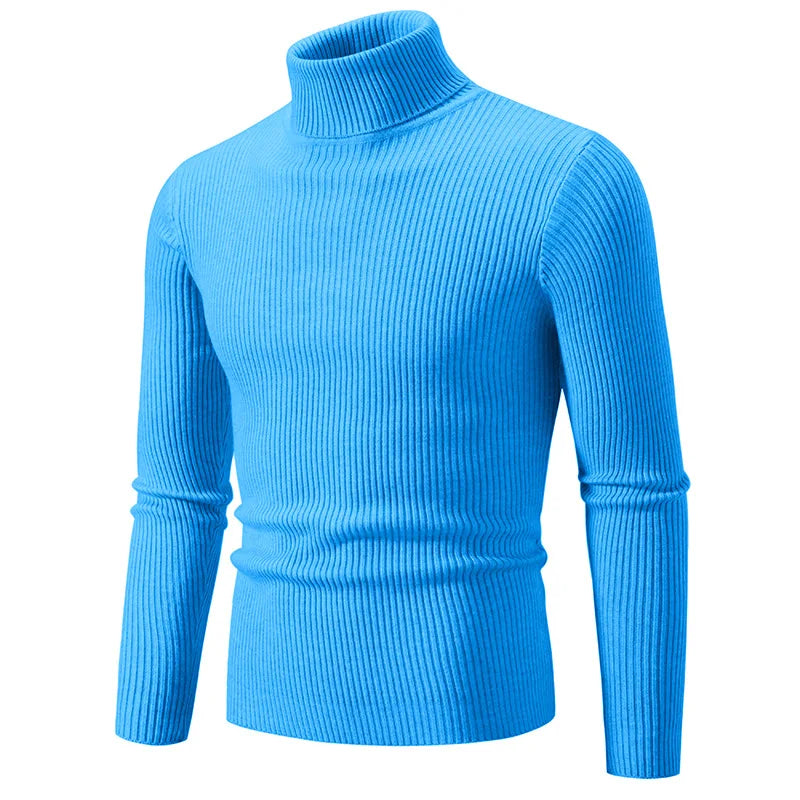 Hommes Pulls Gilets Cols Roulés Tricotés Manches Longues Couleur Unie Décontracté Coupe Slim Épais Épissure Automne Hiver